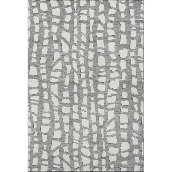 Gray And Ivory Cobblestone Washable Area Rug With UV Protection Photo 4