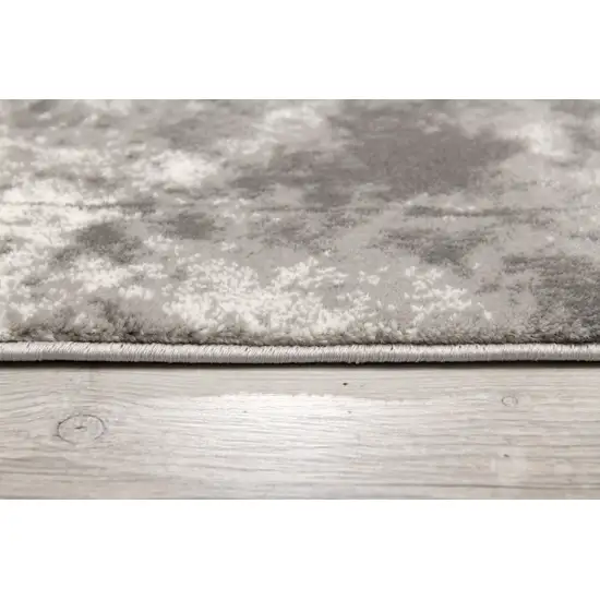 Gray And Ivory Damask Washable Area Rug Photo 8