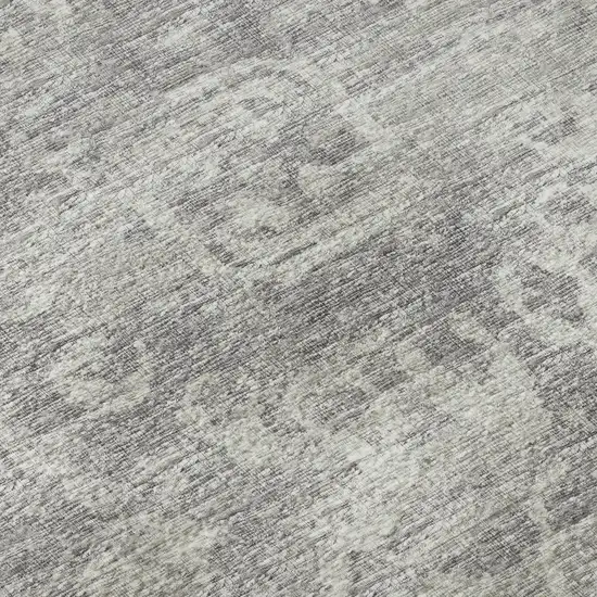 Gray And Ivory Damask Washable Indoor Outdoor Area Rug Photo 8