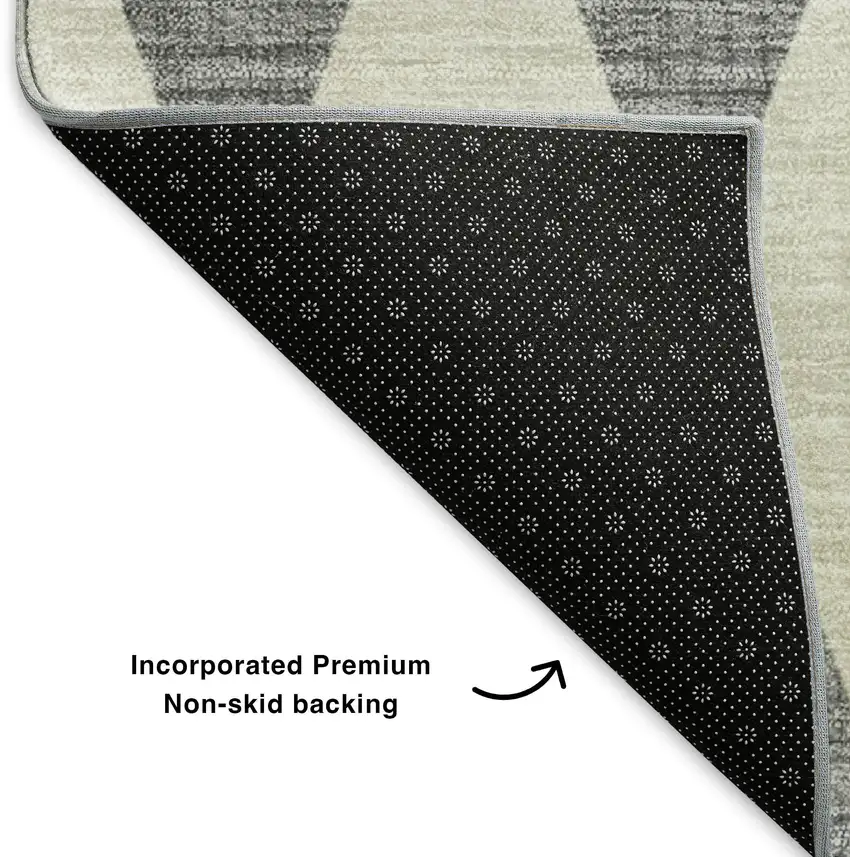 Gray And Ivory Diamond Washable Area Rug With UV Protection Photo 7