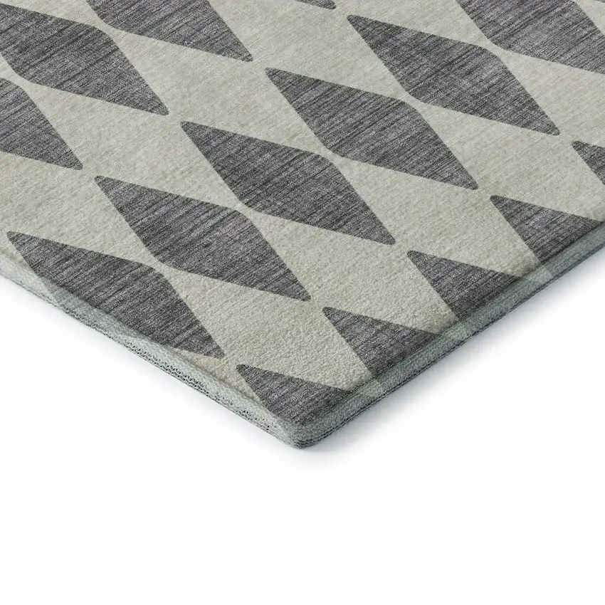 Gray And Ivory Diamond Washable Area Rug With UV Protection Photo 8