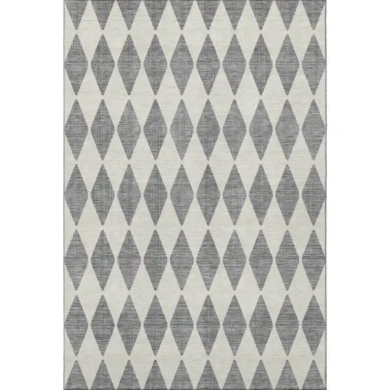 Gray And Ivory Diamond Washable Area Rug With UV Protection Photo 4
