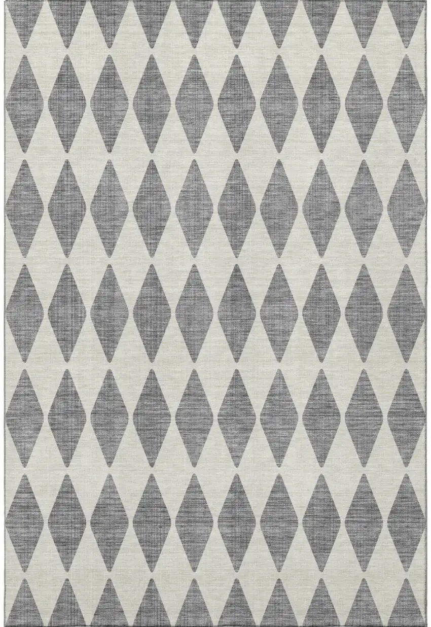 Gray And Ivory Diamond Washable Area Rug With UV Protection Photo 4