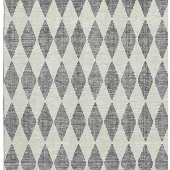 Gray And Ivory Diamond Washable Area Rug With UV Protection Photo 3