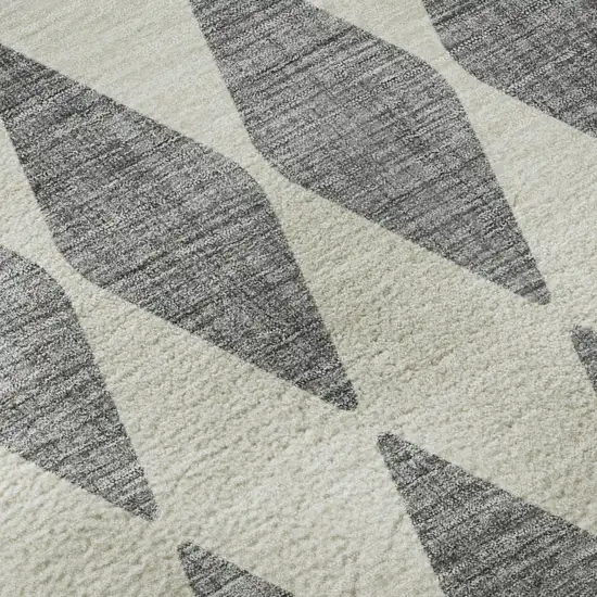Gray And Ivory Diamond Washable Area Rug With UV Protection Photo 9