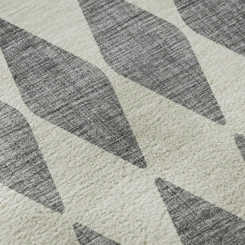 Gray And Ivory Diamond Washable Area Rug With UV Protection Photo 9