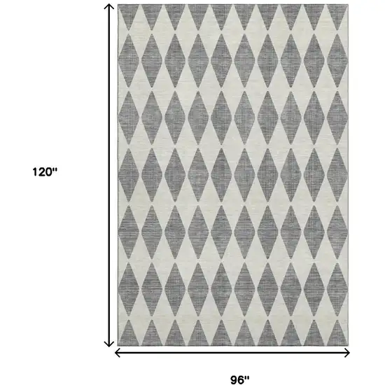 Gray And Ivory Diamond Washable Area Rug With UV Protection Photo 3