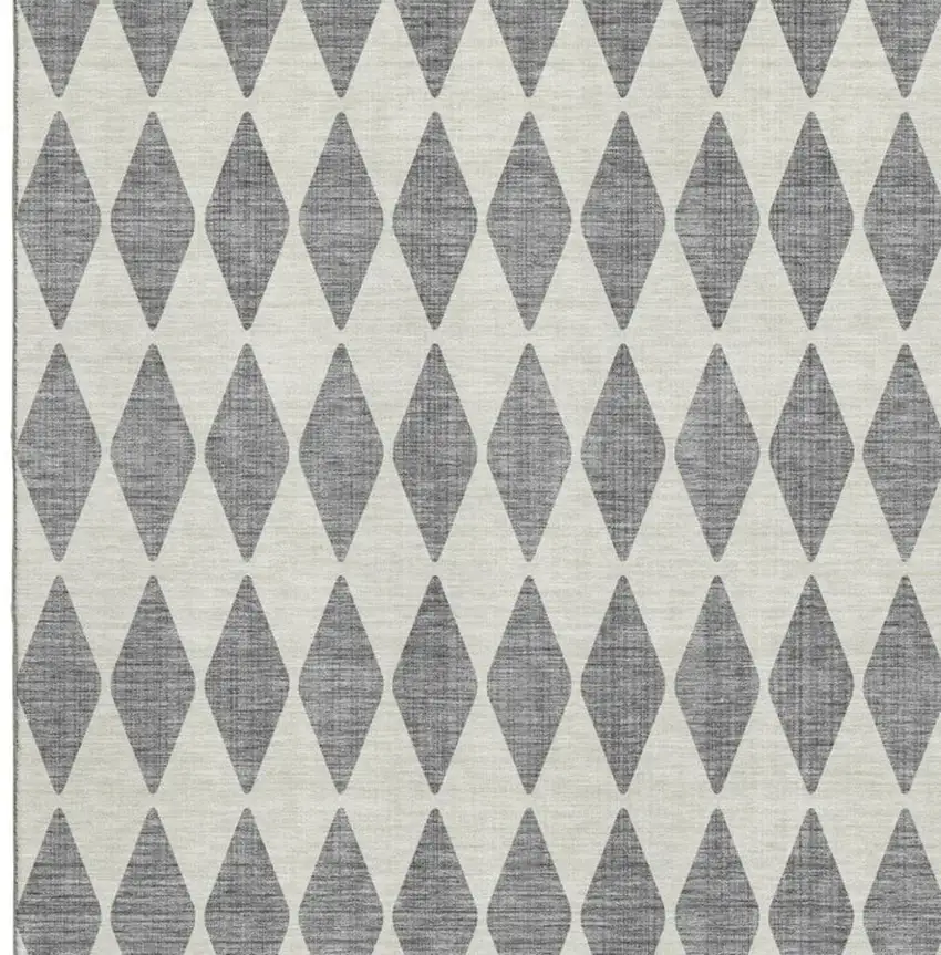 Gray And Ivory Diamond Washable Area Rug With UV Protection Photo 4