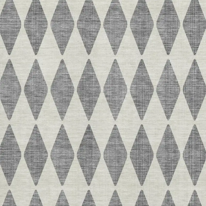 Gray And Ivory Diamond Washable Area Rug With UV Protection Photo 3