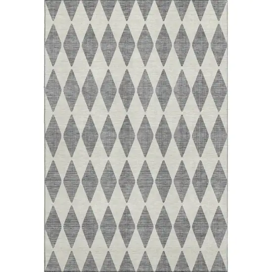Gray And Ivory Diamond Washable Area Rug With UV Protection Photo 1