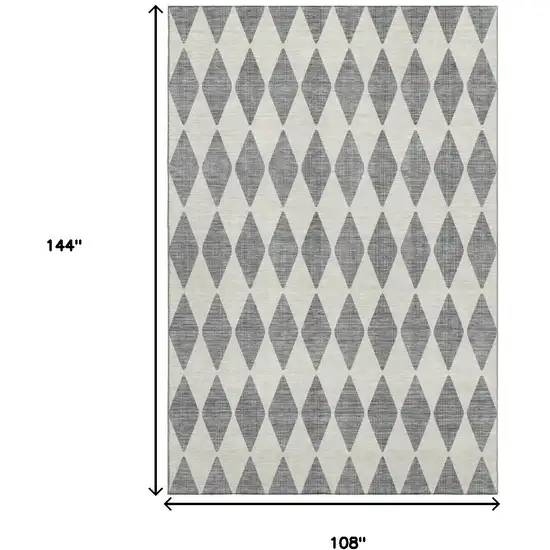 Gray And Ivory Diamond Washable Area Rug With UV Protection Photo 3