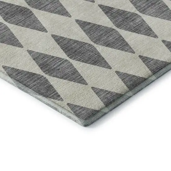 Gray And Ivory Diamond Washable Area Rug With UV Protection Photo 8