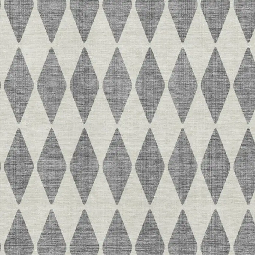 Gray And Ivory Diamond Washable Area Rug With UV Protection Photo 3