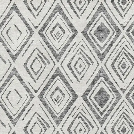 Gray And Ivory Diamond Washable Area Rug With UV Protection Photo 3