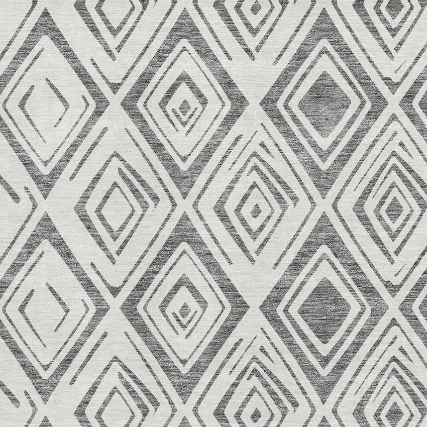 Gray And Ivory Diamond Washable Area Rug With UV Protection Photo 3