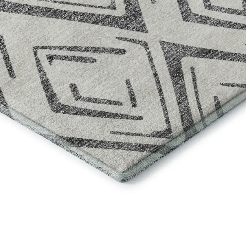 Gray And Ivory Diamond Washable Area Rug With UV Protection Photo 8