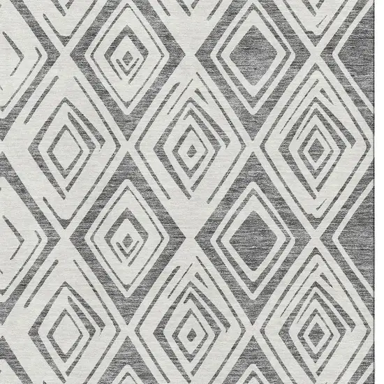 Gray And Ivory Diamond Washable Area Rug With UV Protection Photo 3