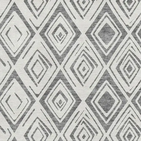 Gray And Ivory Diamond Washable Area Rug With UV Protection Photo 3