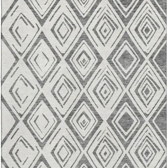 Gray And Ivory Diamond Washable Area Rug With UV Protection Photo 4