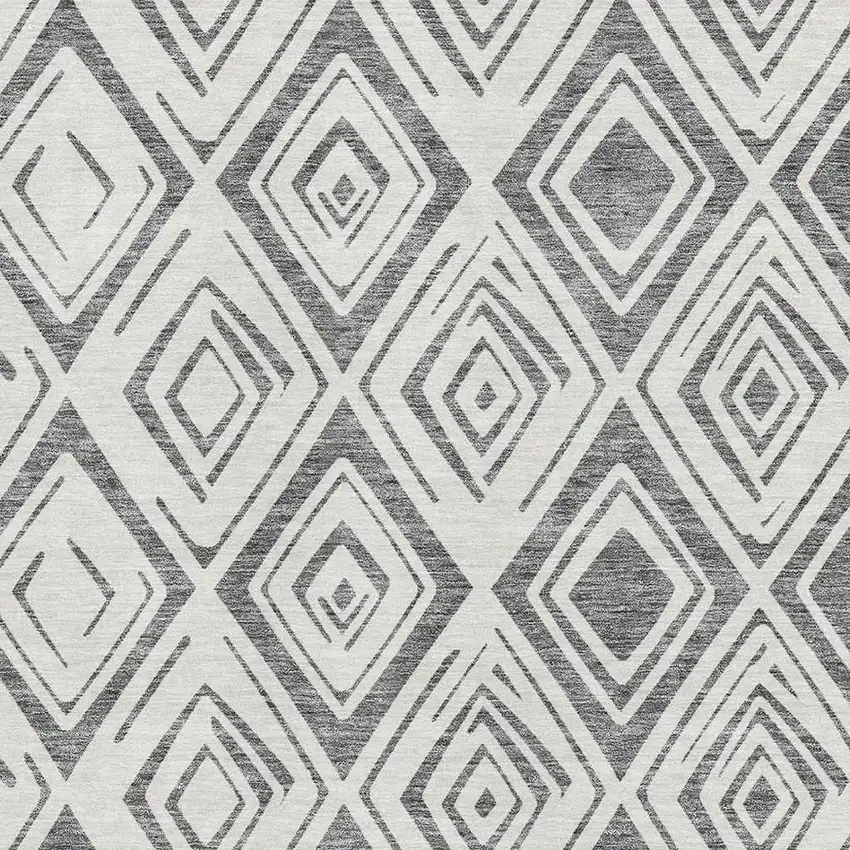 Gray And Ivory Diamond Washable Area Rug With UV Protection Photo 3