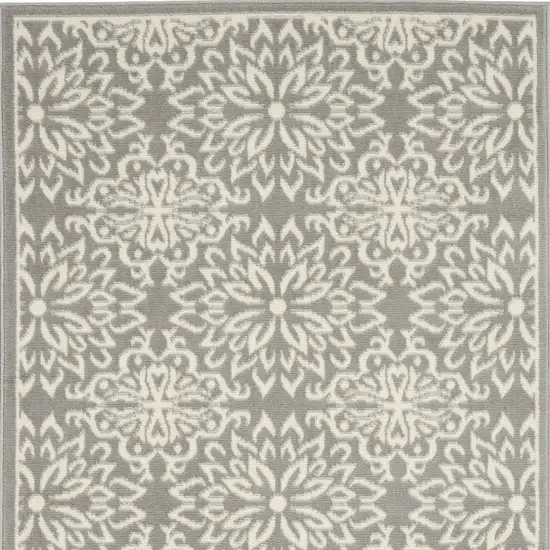 Gray And Ivory Floral Area Rug Photo 8