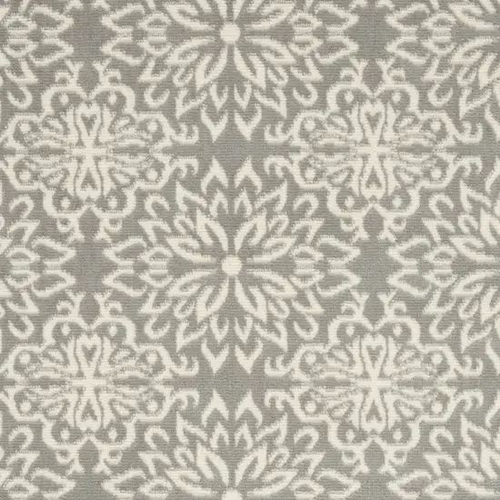 Gray And Ivory Floral Area Rug Photo 9