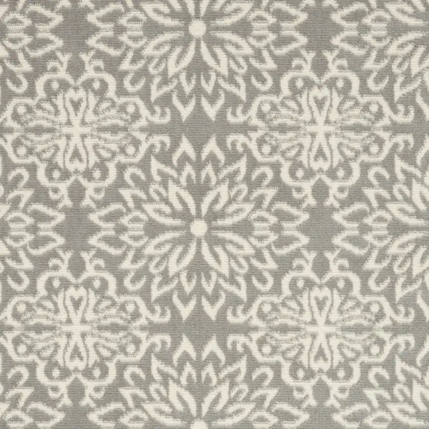 Gray And Ivory Floral Area Rug Photo 9