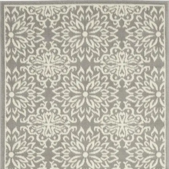 Gray And Ivory Floral Area Rug Photo 5
