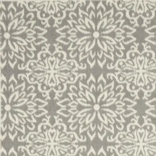 Gray And Ivory Floral Area Rug Photo 3