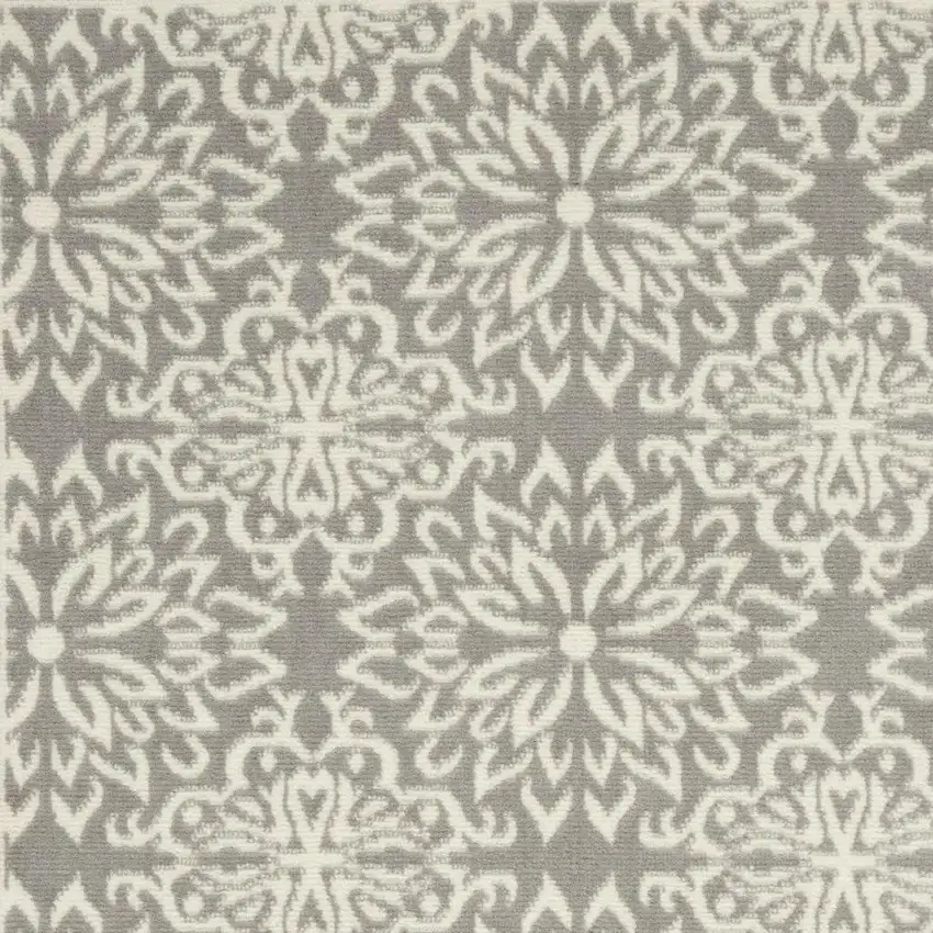 Gray And Ivory Floral Area Rug Photo 3