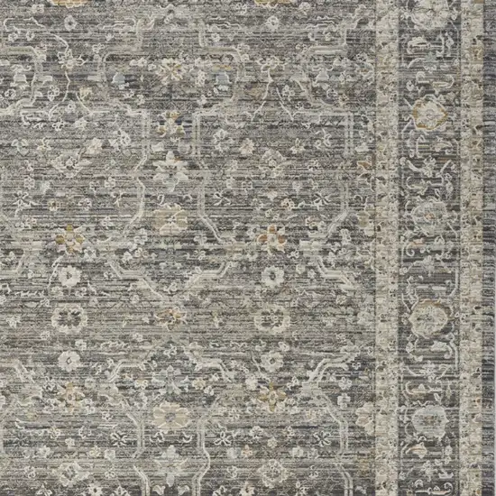 Gray And Ivory Floral Distressed Area Rug Photo 7