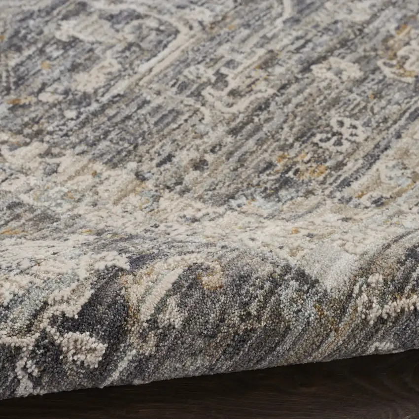 Gray And Ivory Floral Distressed Area Rug Photo 9