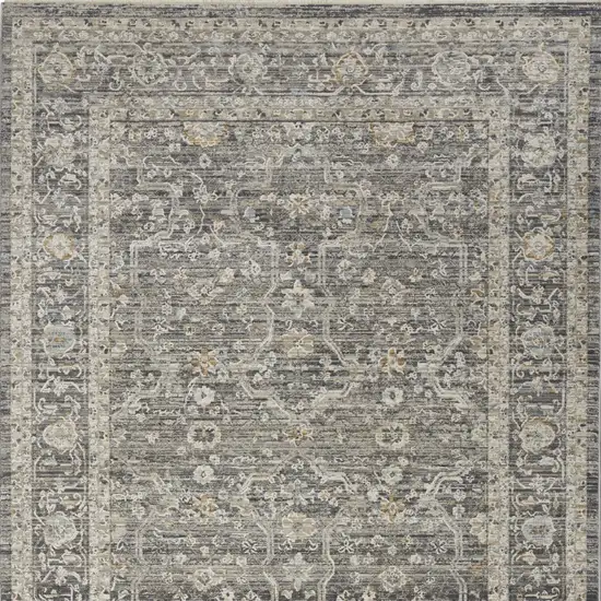 Gray And Ivory Floral Distressed Area Rug Photo 8