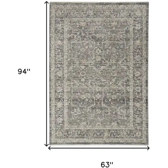 Gray And Ivory Floral Distressed Area Rug Photo 3
