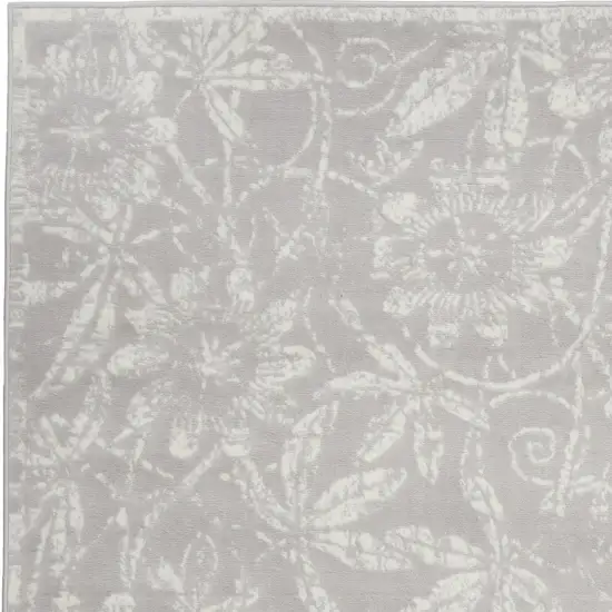 Gray And Ivory Floral Distressed Area Rug Photo 8