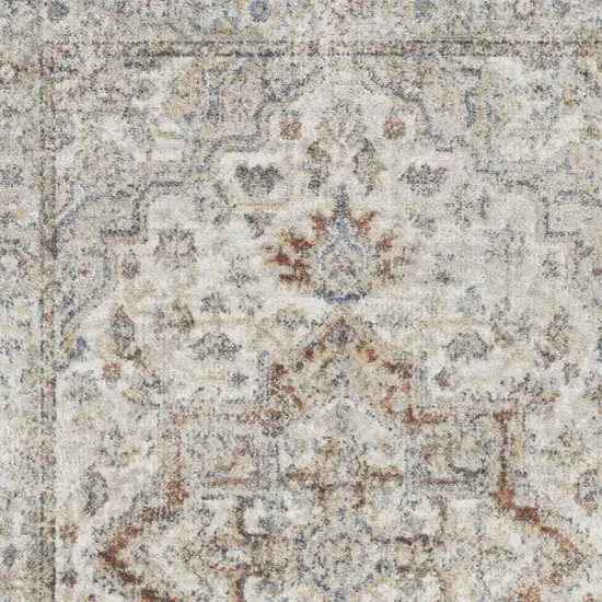 Gray And Ivory Floral Medallion Washable Area Rug Photo 3