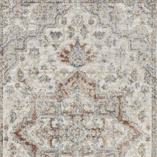 Gray And Ivory Floral Medallion Washable Area Rug Photo 8