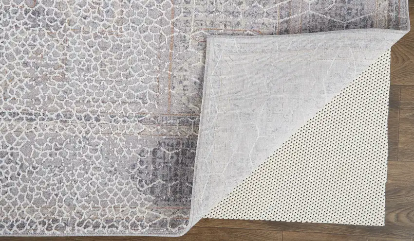 Gray And Ivory Floral Power Loom Distressed Stain Resistant Area Rug Photo 4