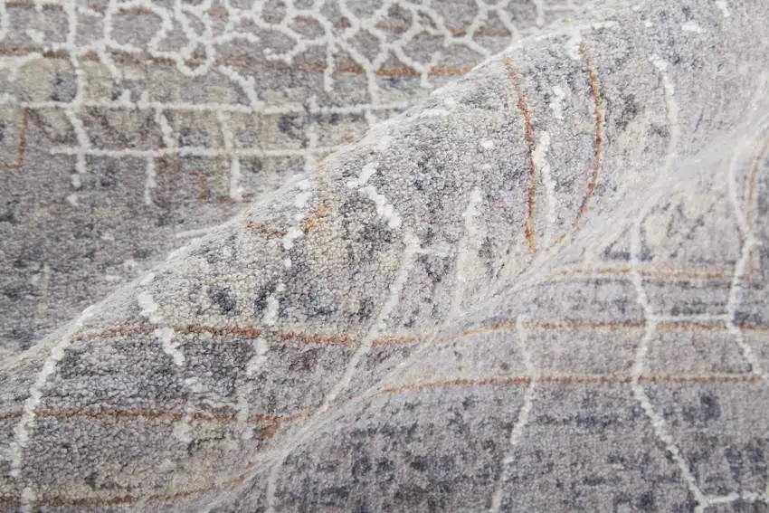 Gray And Ivory Floral Power Loom Distressed Stain Resistant Area Rug Photo 8