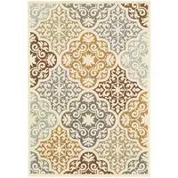 Photo of Gray And Ivory Floral Stain Resistant Indoor Outdoor Area Rug