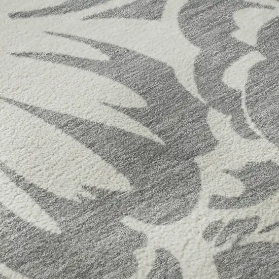 Gray And Ivory Floral Washable Area Rug With UV Protection Photo 3