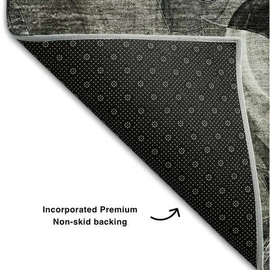 Gray And Ivory Floral Washable Area Rug With UV Protection Photo 7