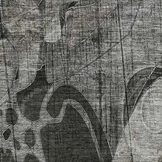 Gray And Ivory Floral Washable Area Rug With UV Protection Photo 3