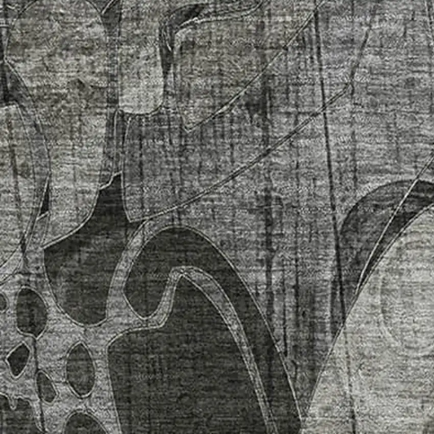 Gray And Ivory Floral Washable Area Rug With UV Protection Photo 3