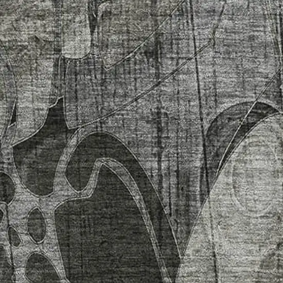 Gray And Ivory Floral Washable Area Rug With UV Protection Photo 3