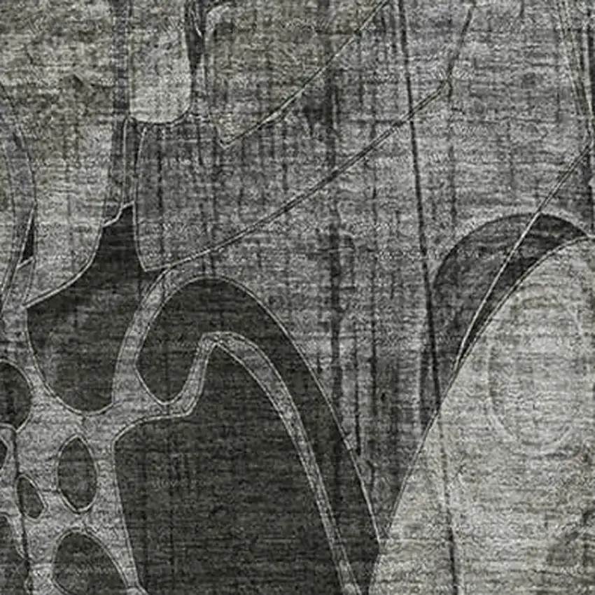 Gray And Ivory Floral Washable Area Rug With UV Protection Photo 3