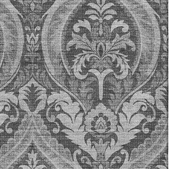 Gray And Ivory Floral Washable Area Rug With UV Protection Photo 2