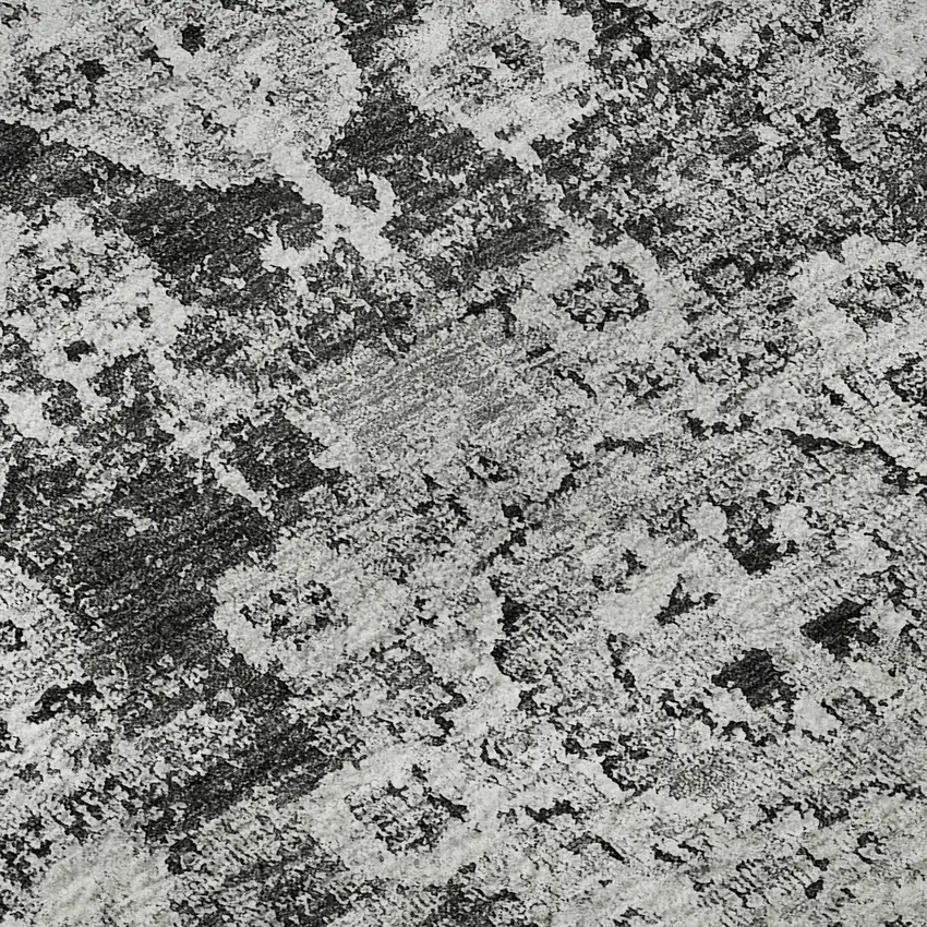 Gray And Ivory Floral Washable Area Rug With UV Protection Photo 9