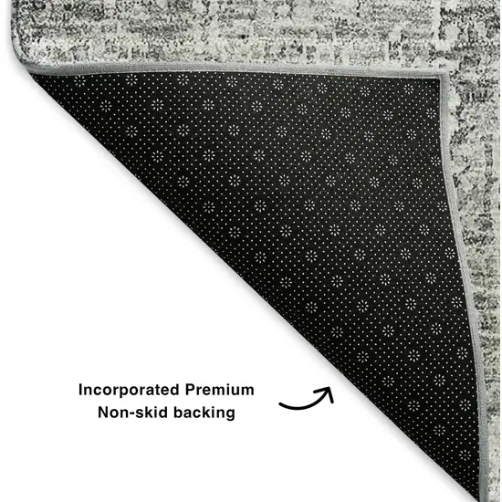 Gray And Ivory Floral Washable Area Rug With UV Protection Photo 5
