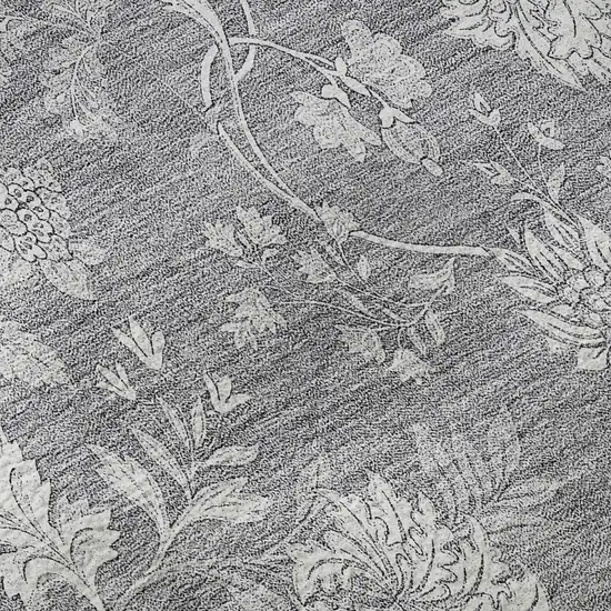 Gray And Ivory Floral Washable Area Rug With UV Protection Photo 9